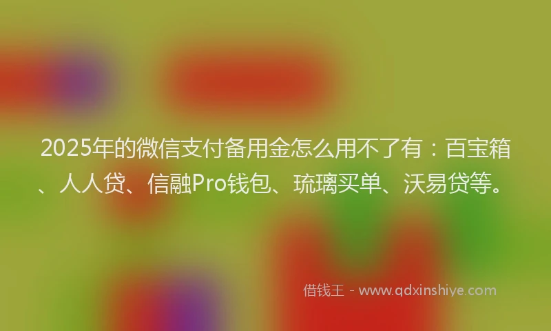 2025年的微信支付备用金怎么用不了有：百宝箱、人人贷、信融Pro钱包、琉璃买单、沃易贷等。