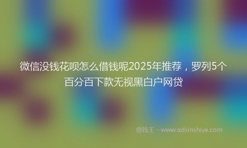 微信没钱花呗怎么借钱呢2025年推荐，罗列5个百分百下款无视黑白户网贷