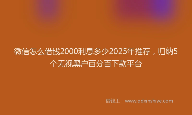微信怎么借钱2000利息多少2025年推荐，归纳5个无视黑户百分百下款平台