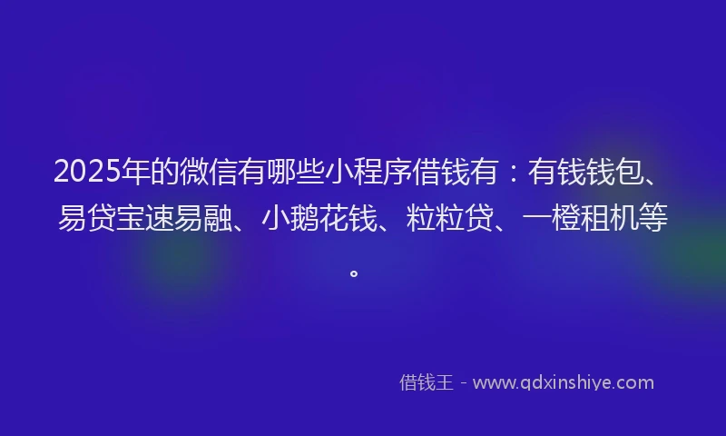 2025年的微信有哪些小程序借钱有：有钱钱包、易贷宝速易融、小鹅花钱、粒粒贷、一橙租机等。