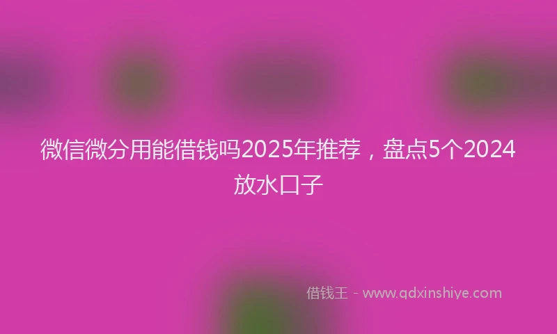 微信微分用能借钱吗2025年推荐，盘点5个2024放水口子