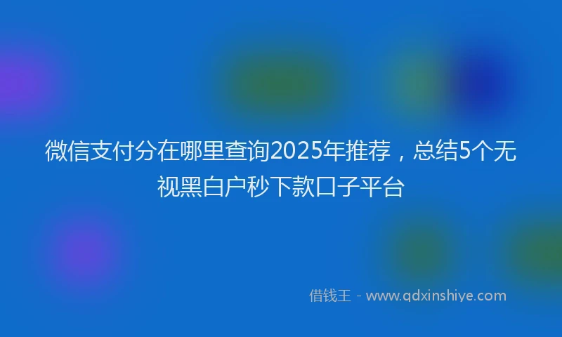 微信支付分在哪里查询2025年推荐，总结5个无视黑白户秒下款口子平台