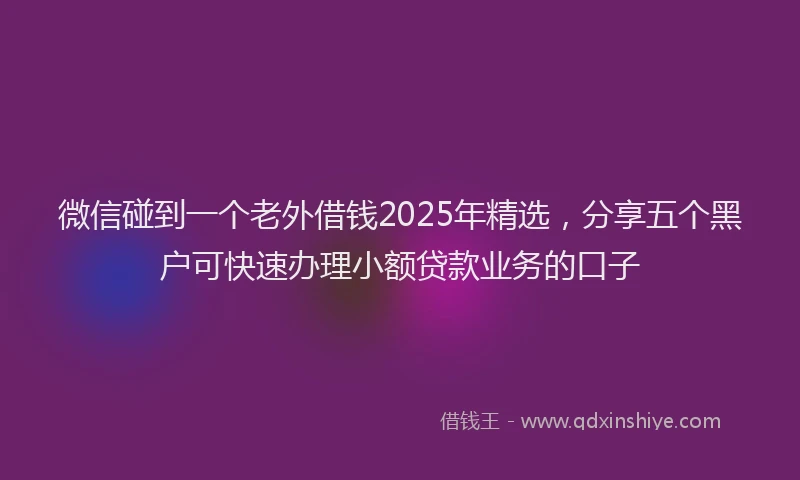 微信碰到一个老外借钱2025年精选，分享五个黑户可快速办理小额贷款业务的口子