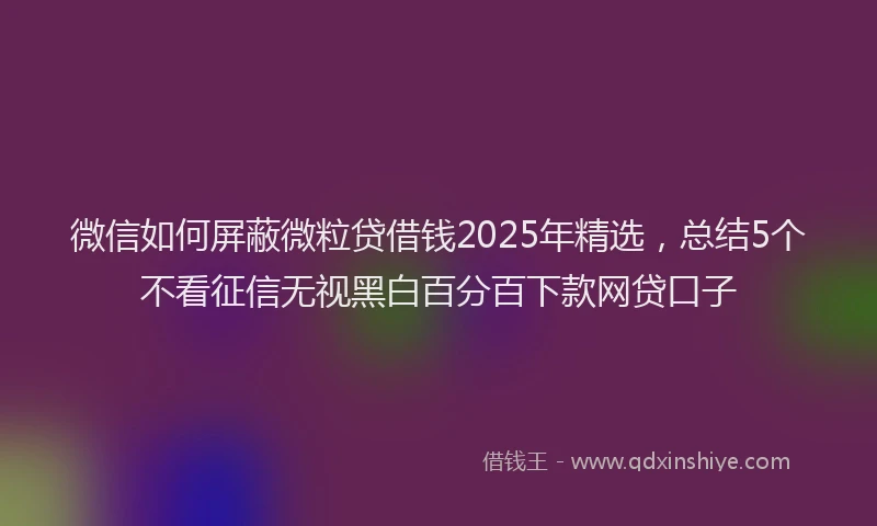 微信如何屏蔽微粒贷借钱2025年精选，总结5个不看征信无视黑白百分百下款网贷口子