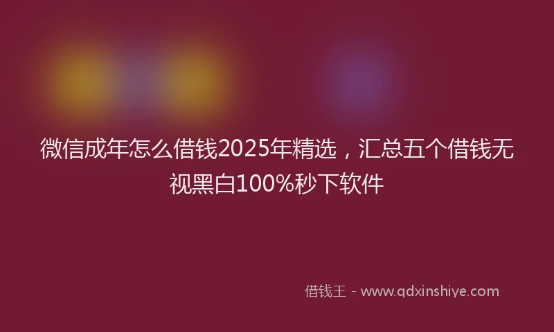 微信成年怎么借钱2025年精选，汇总五个借钱无视黑白100%秒下软件