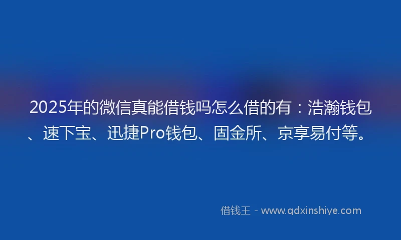 2025年的微信真能借钱吗怎么借的有：浩瀚钱包、速下宝、迅捷Pro钱包、固金所、京享易付等。
