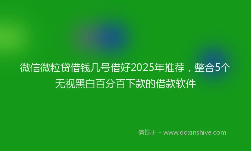 微信微粒贷借钱几号借好2025年推荐，整合5个无视黑白百分百下款的借款软件