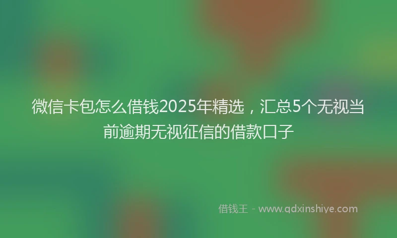 微信卡包怎么借钱2025年精选，汇总5个无视当前逾期无视征信的借款口子