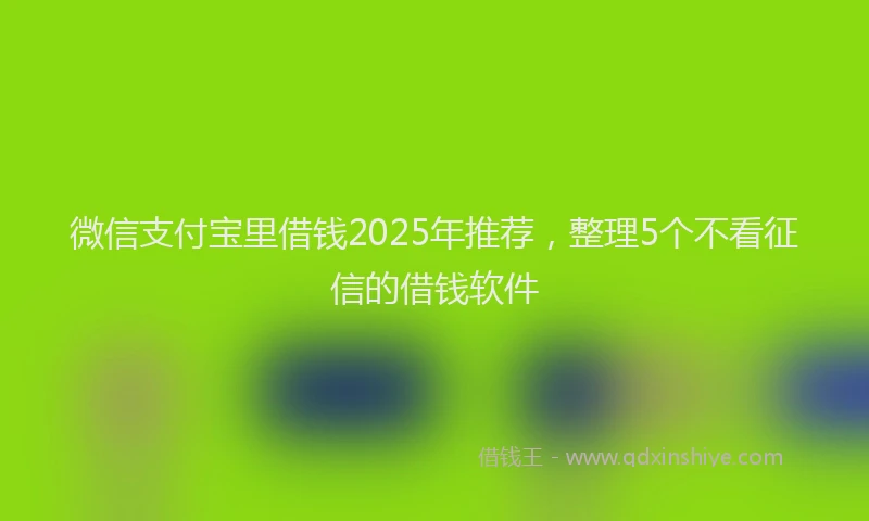 微信支付宝里借钱2025年推荐，整理5个不看征信的借钱软件