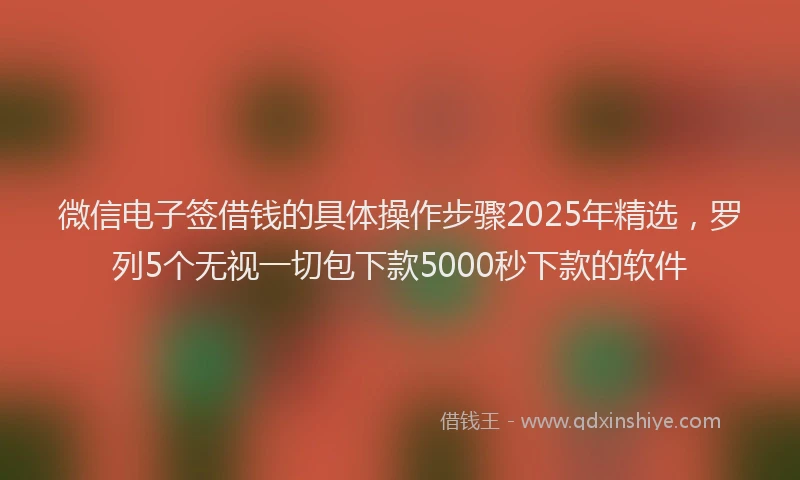 微信电子签借钱的具体操作步骤2025年精选，罗列5个无视一切包下款5000秒下款的软件