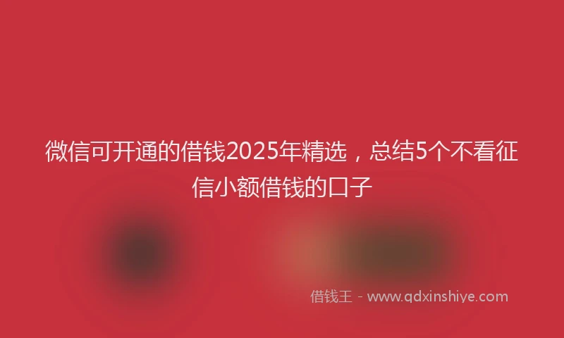 微信可开通的借钱2025年精选，总结5个不看征信小额借钱的口子