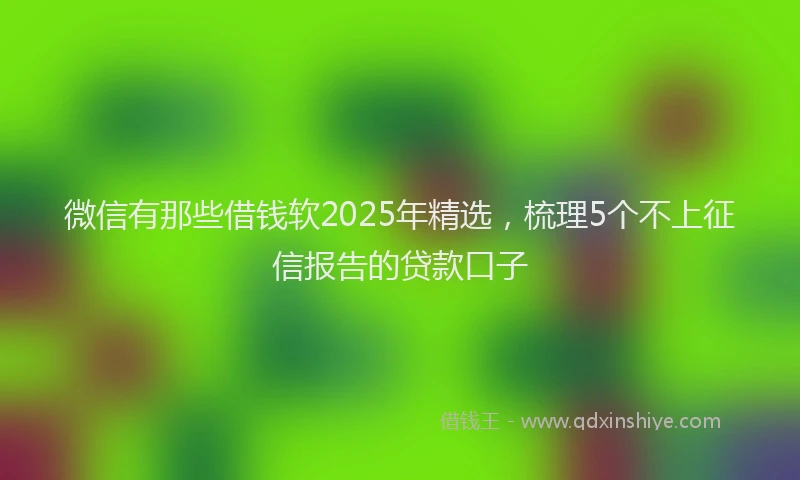 微信有那些借钱软2025年精选，梳理5个不上征信报告的贷款口子