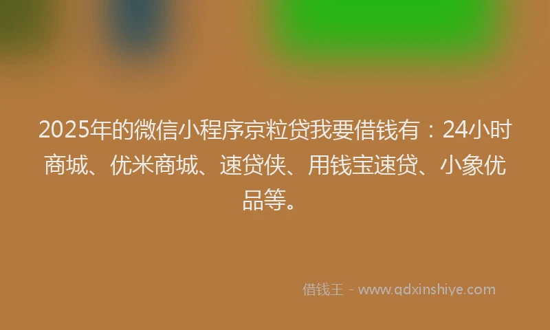 2025年的微信小程序京粒贷我要借钱有：24小时商城、优米商城、速贷侠、用钱宝速贷、小象优品等。
