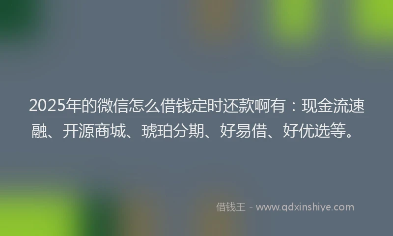 2025年的微信怎么借钱定时还款啊有：现金流速融、开源商城、琥珀分期、好易借、好优选等。