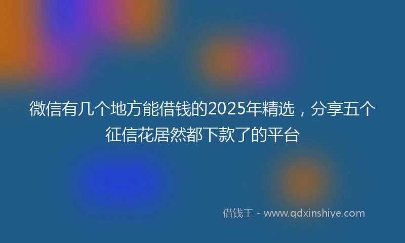 微信有几个地方能借钱的2025年精选，分享五个征信花居然都下款了的平台