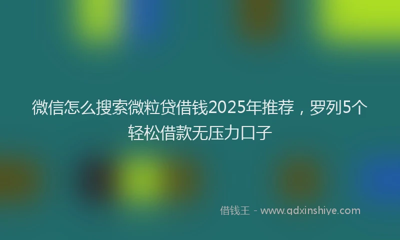 微信怎么搜索微粒贷借钱2025年推荐，罗列5个轻松借款无压力口子