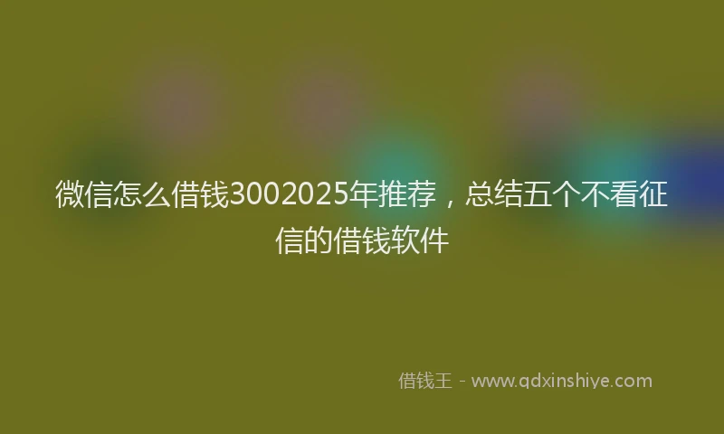 微信怎么借钱3002025年推荐，总结五个不看征信的借钱软件