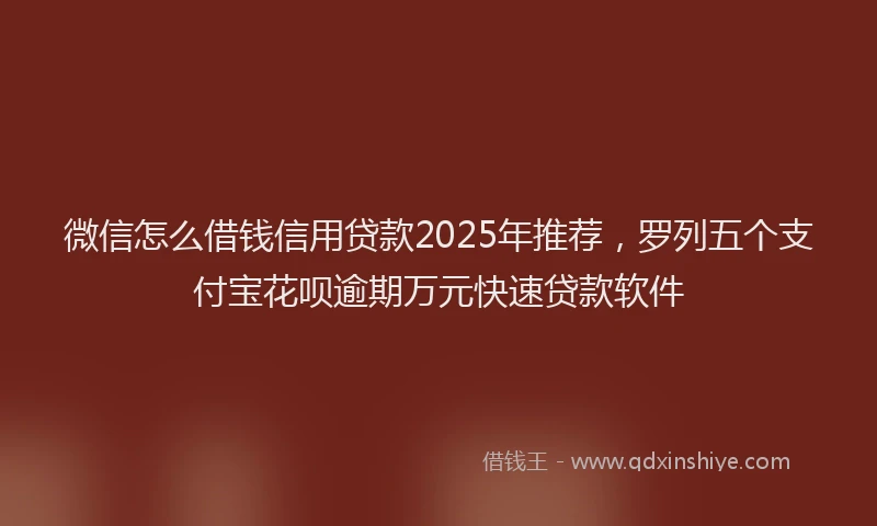 微信怎么借钱信用贷款2025年推荐，罗列五个支付宝花呗逾期万元快速贷款软件