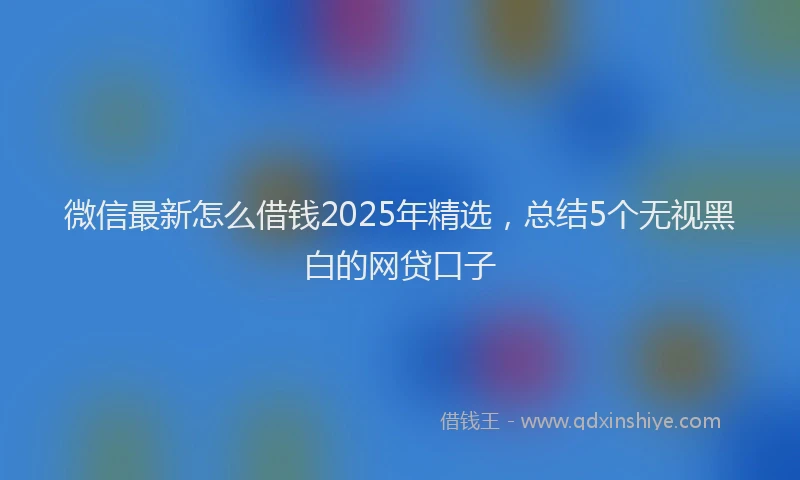 微信最新怎么借钱2025年精选，总结5个无视黑白的网贷口子