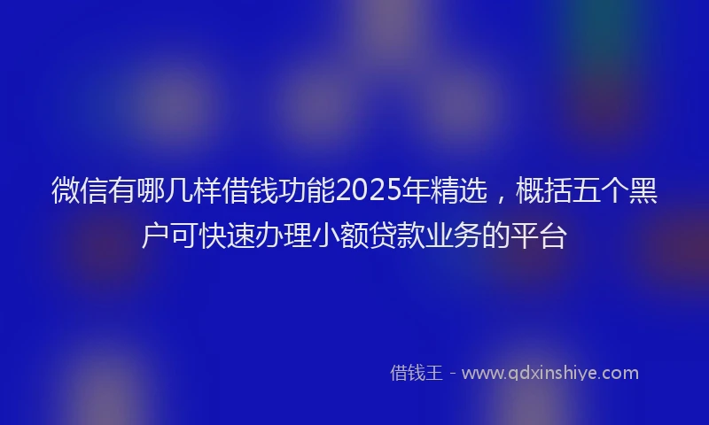 微信有哪几样借钱功能2025年精选，概括五个黑户可快速办理小额贷款业务的平台