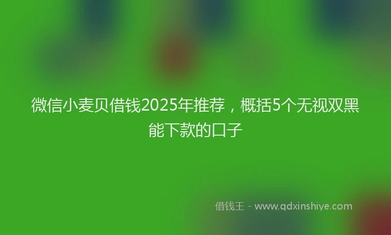 微信小麦贝借钱2025年推荐，概括5个无视双黑能下款的口子