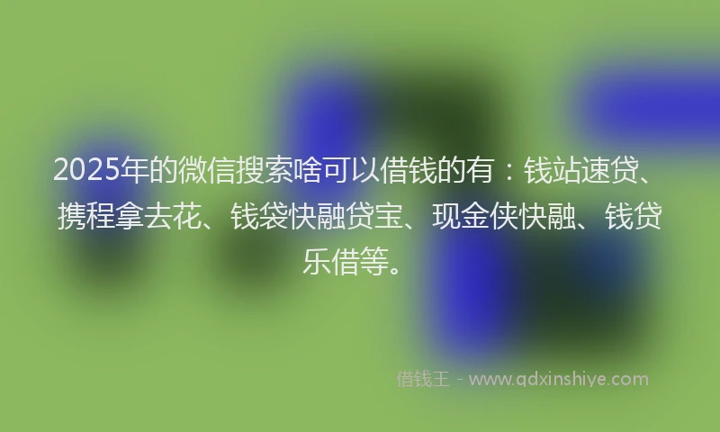2025年的微信搜索啥可以借钱的有：钱站速贷、携程拿去花、钱袋快融贷宝、现金侠快融、钱贷乐借等。