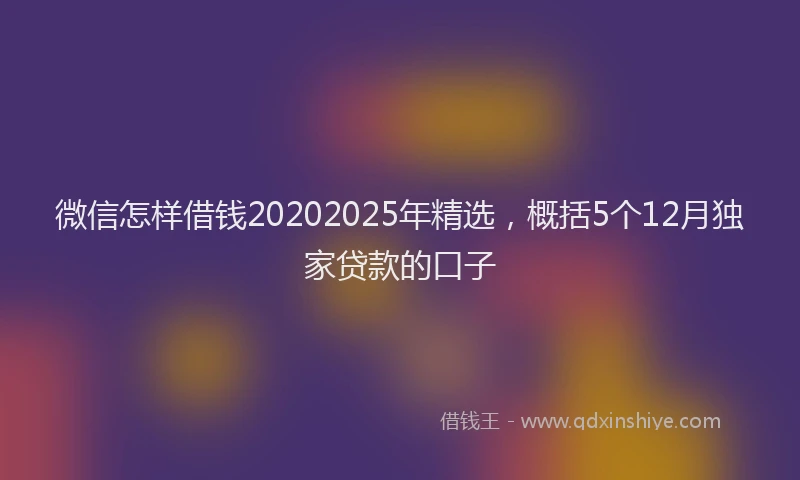 微信怎样借钱20202025年精选，概括5个12月独家贷款的口子