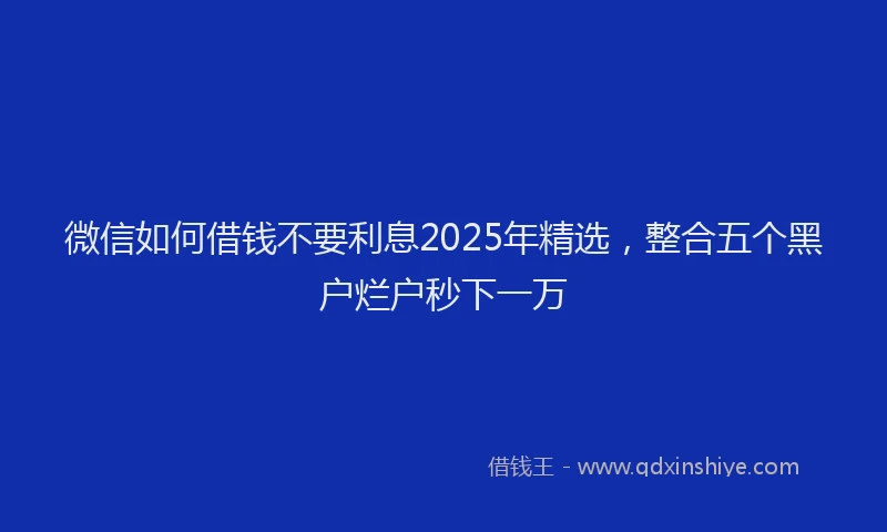 微信如何借钱不要利息2025年精选，整合五个黑户烂户秒下一万