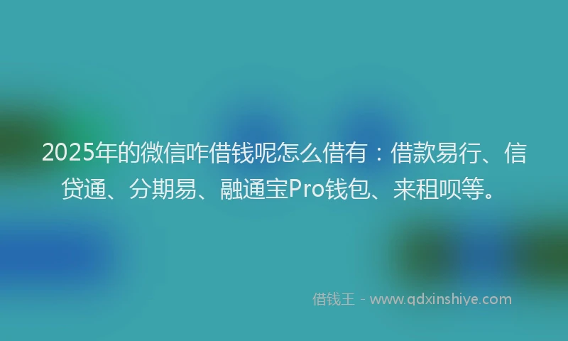 2025年的微信咋借钱呢怎么借有：借款易行、信贷通、分期易、融通宝Pro钱包、来租呗等。