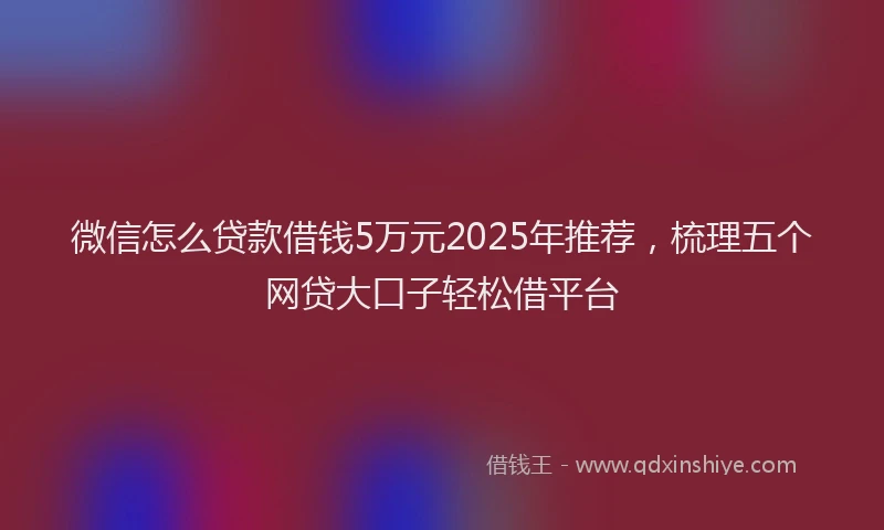 微信怎么贷款借钱5万元2025年推荐，梳理五个网贷大口子轻松借平台
