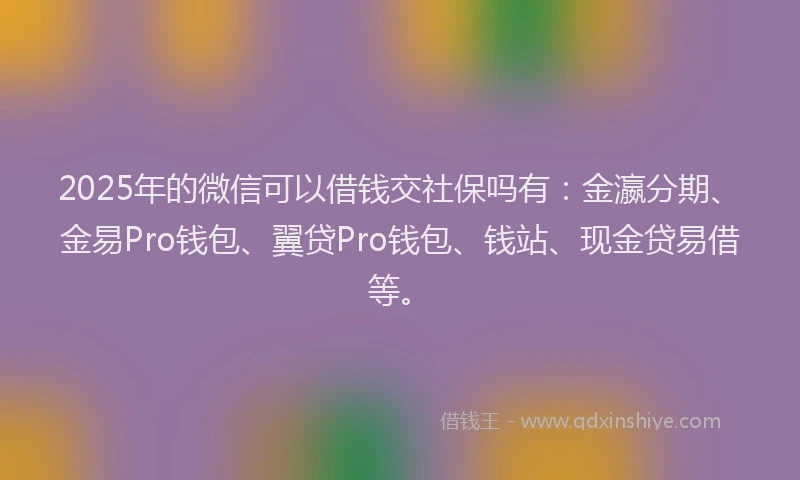 2025年的微信可以借钱交社保吗有：金瀛分期、金易Pro钱包、翼贷Pro钱包、钱站、现金贷易借等。