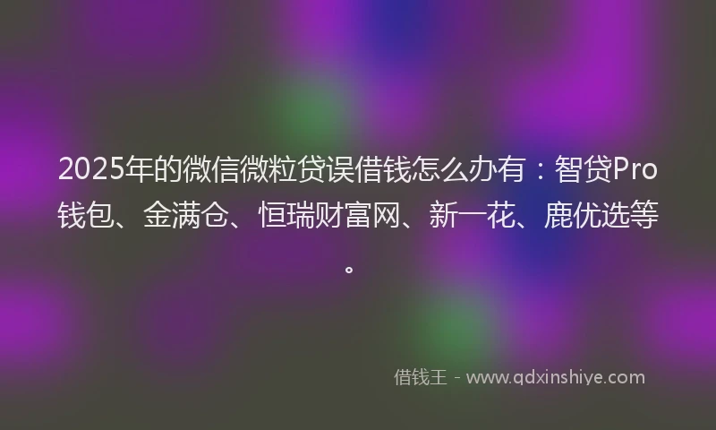 2025年的微信微粒贷误借钱怎么办有：智贷Pro钱包、金满仓、恒瑞财富网、新一花、鹿优选等。