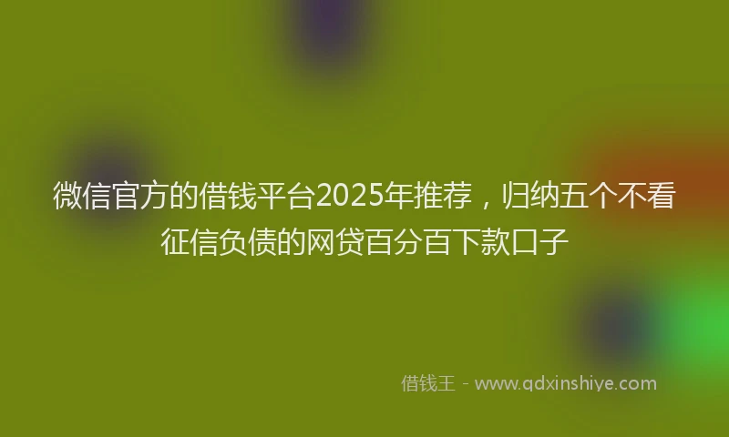 微信官方的借钱平台2025年推荐，归纳五个不看征信负债的网贷百分百下款口子