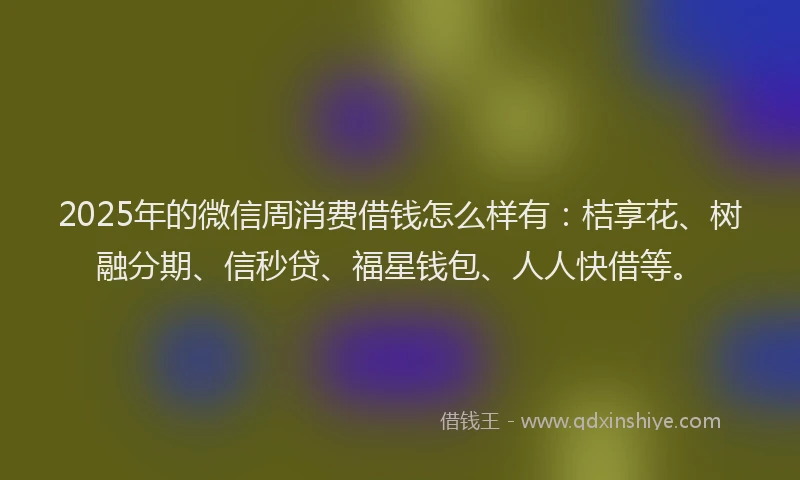 2025年的微信周消费借钱怎么样有：桔享花、树融分期、信秒贷、福星钱包、人人快借等。