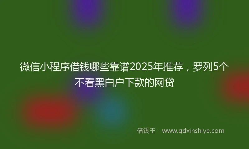 微信小程序借钱哪些靠谱2025年推荐，罗列5个不看黑白户下款的网贷