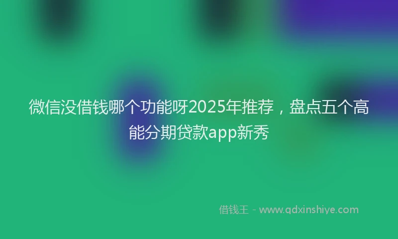 微信没借钱哪个功能呀2025年推荐，盘点五个高能分期贷款app新秀