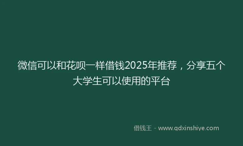 微信可以和花呗一样借钱2025年推荐，分享五个大学生可以使用的平台