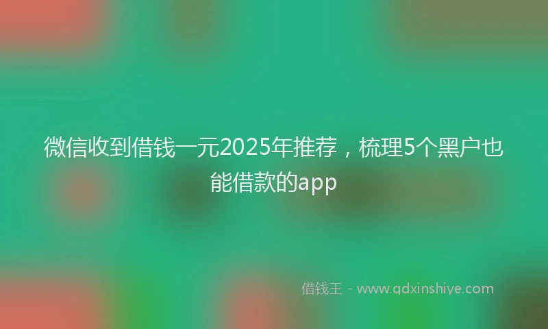 微信收到借钱一元2025年推荐，梳理5个黑户也能借款的app