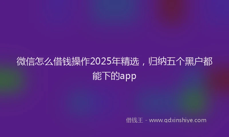 微信怎么借钱操作2025年精选，归纳五个黑户都能下的app