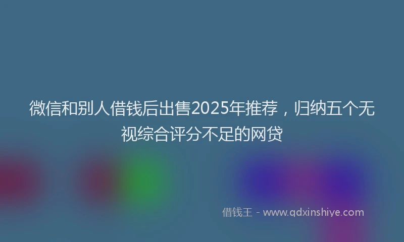 微信和别人借钱后出售2025年推荐，归纳五个无视综合评分不足的网贷