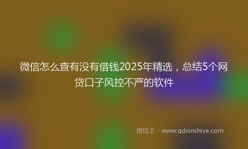 微信怎么查有没有借钱2025年精选，总结5个网贷口子风控不严的软件