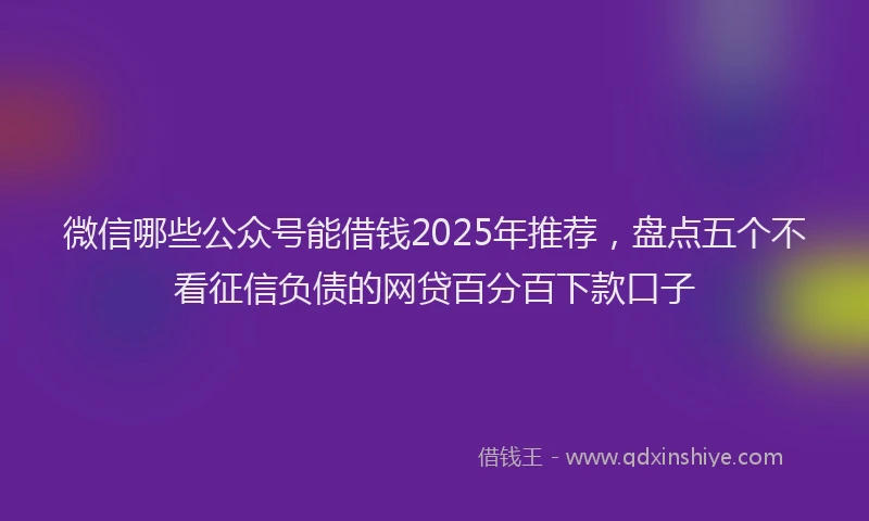 微信哪些公众号能借钱2025年推荐，盘点五个不看征信负债的网贷百分百下款口子