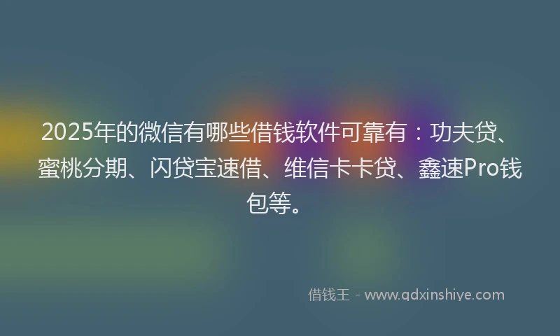 2025年的微信有哪些借钱软件可靠有：功夫贷、蜜桃分期、闪贷宝速借、维信卡卡贷、鑫速Pro钱包等。