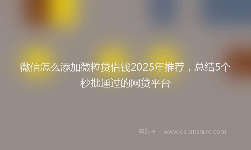 微信怎么添加微粒贷借钱2025年推荐，总结5个秒批通过的网贷平台