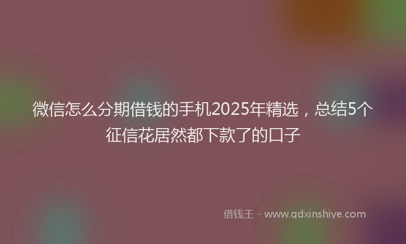 微信怎么分期借钱的手机2025年精选，总结5个征信花居然都下款了的口子