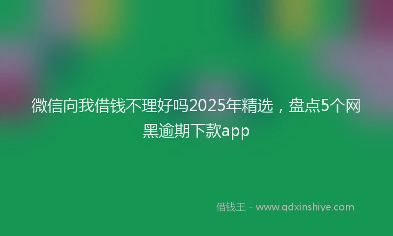 微信向我借钱不理好吗2025年精选，盘点5个网黑逾期下款app