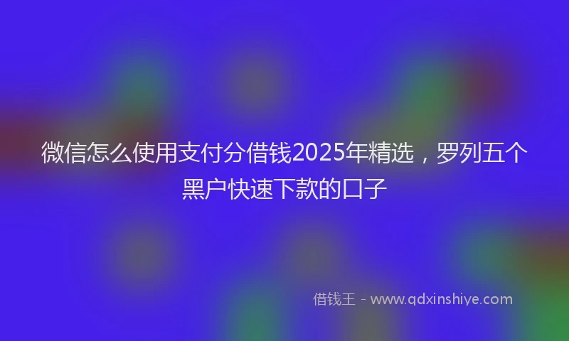 微信怎么使用支付分借钱2025年精选，罗列五个黑户快速下款的口子