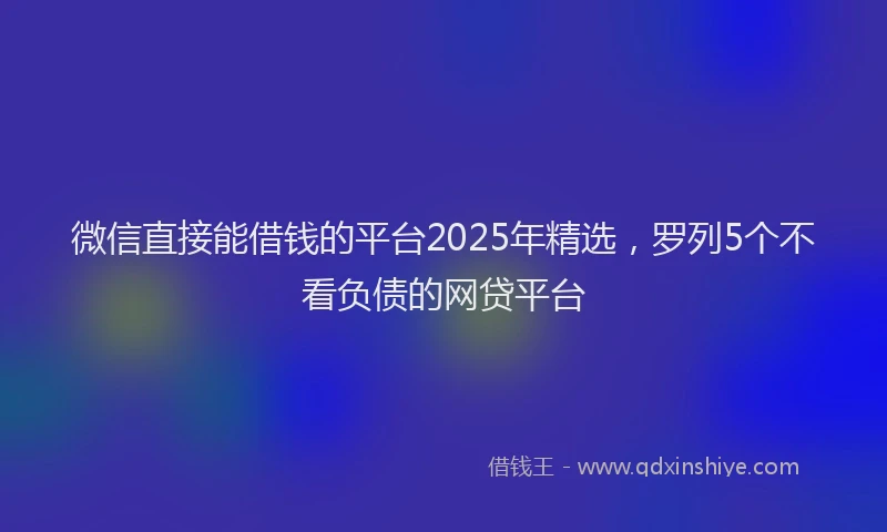 微信直接能借钱的平台2025年精选，罗列5个不看负债的网贷平台
