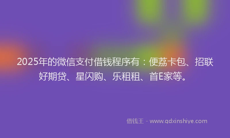 2025年的微信支付借钱程序有：便荔卡包、招联好期贷、星闪购、乐租租、首E家等。