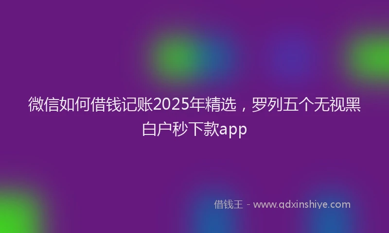 微信如何借钱记账2025年精选，罗列五个无视黑白户秒下款app
